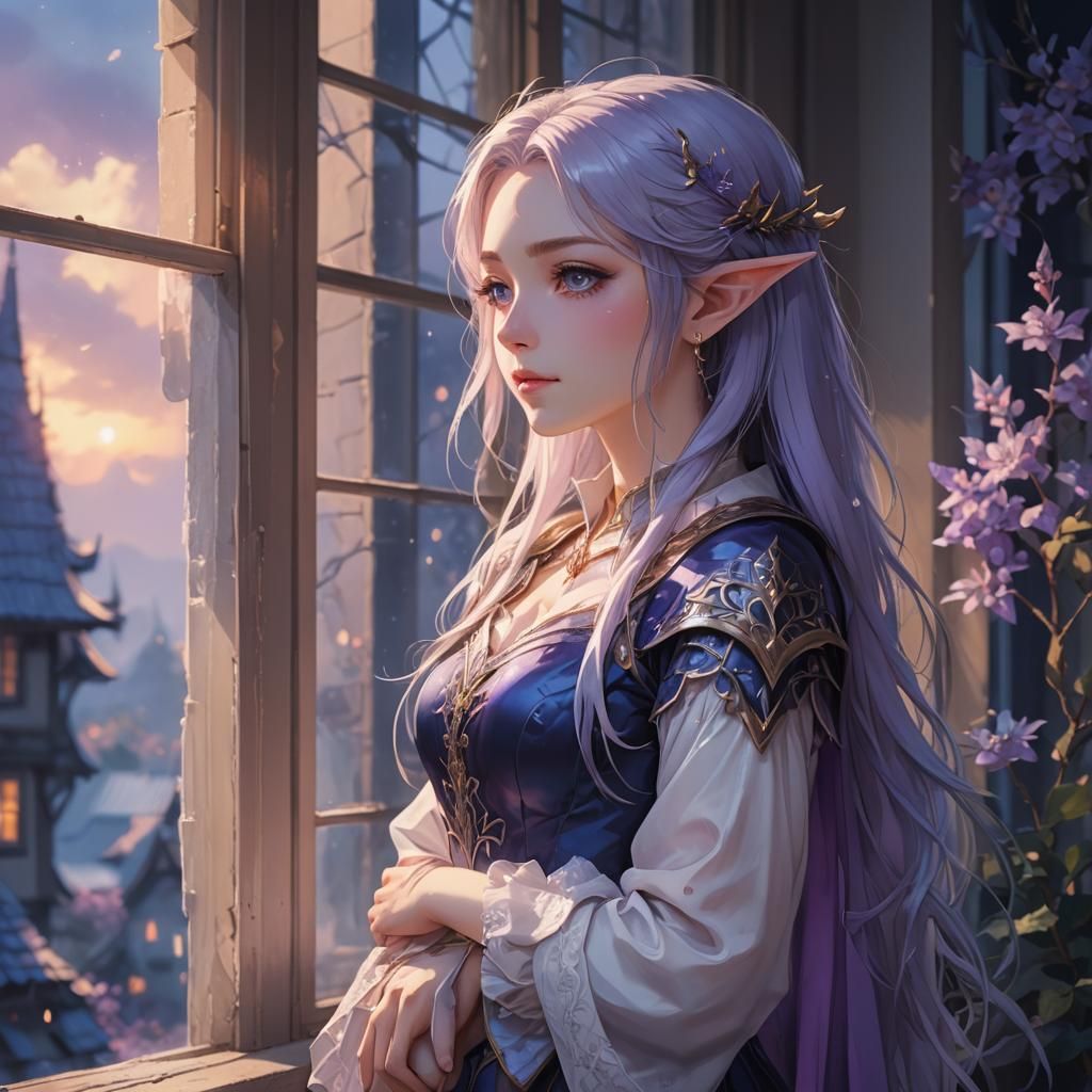 Ethereal Anime Elf Princess in Pastel Hues