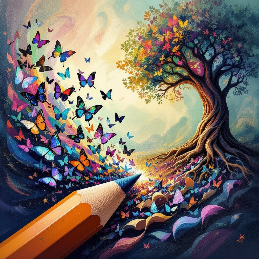 Iridescent Butterflies Emerge From Pencil Shavings