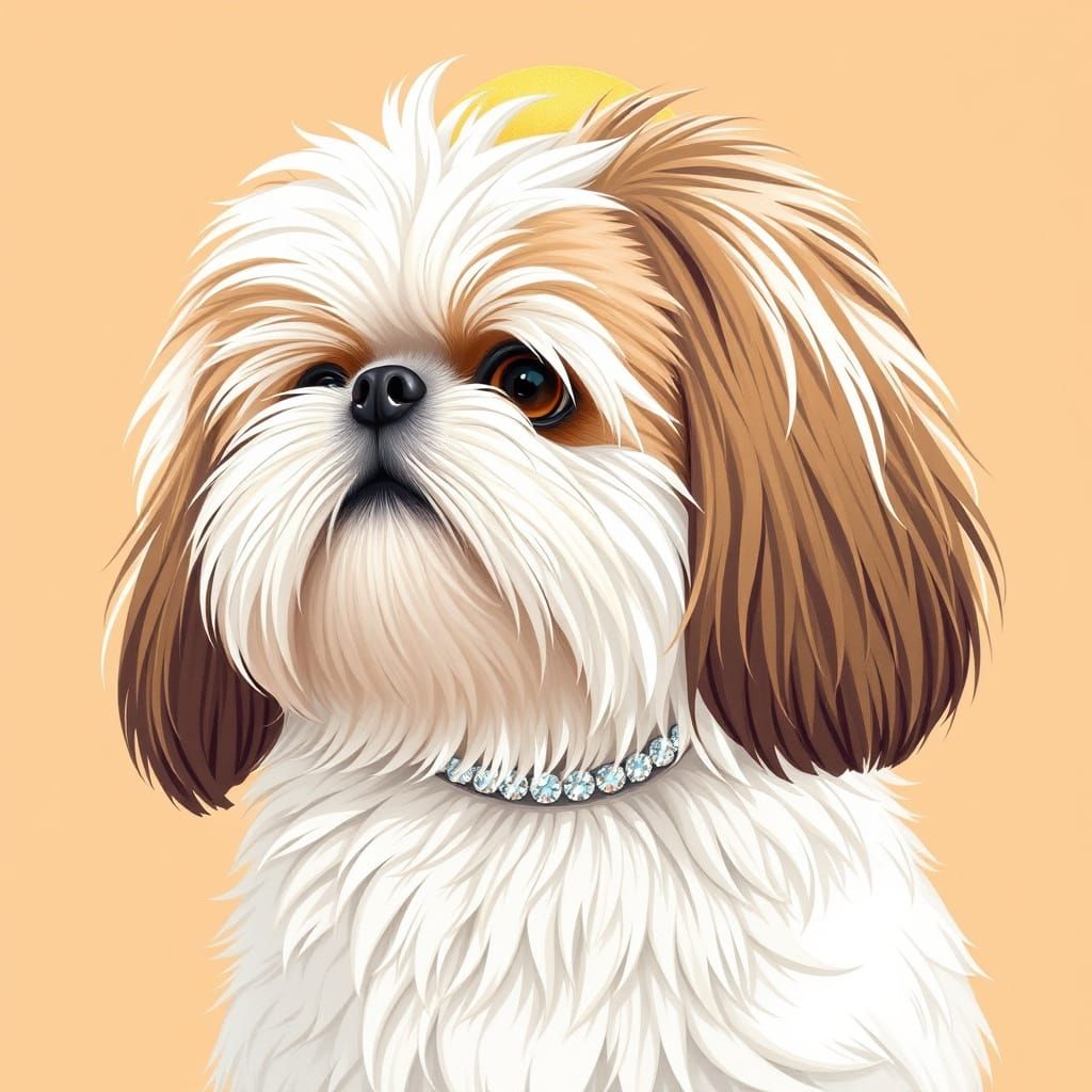 Lhasa Apso Mix in Pop Surrealist Style