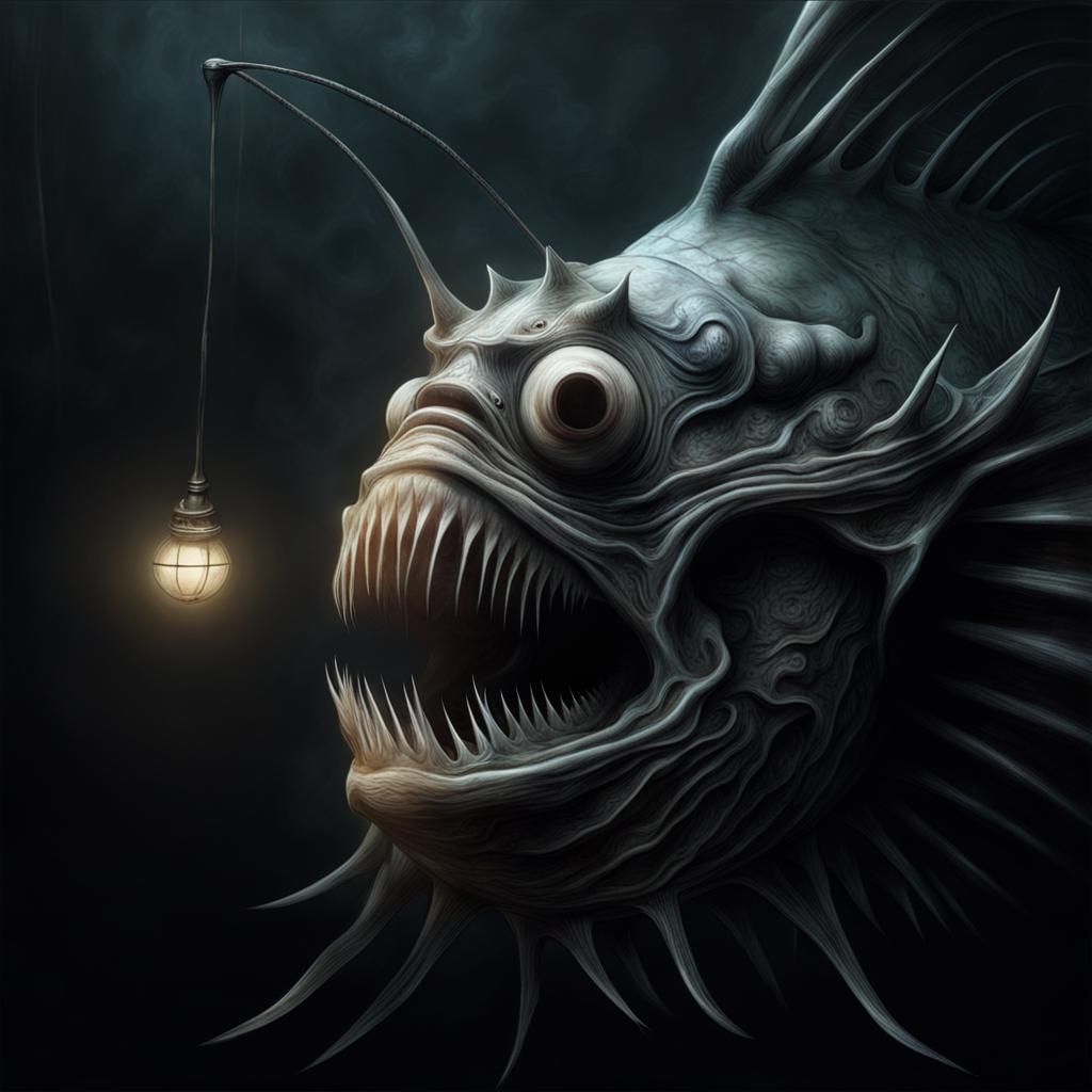 Anglerfish in Giger's Biomechanical Style