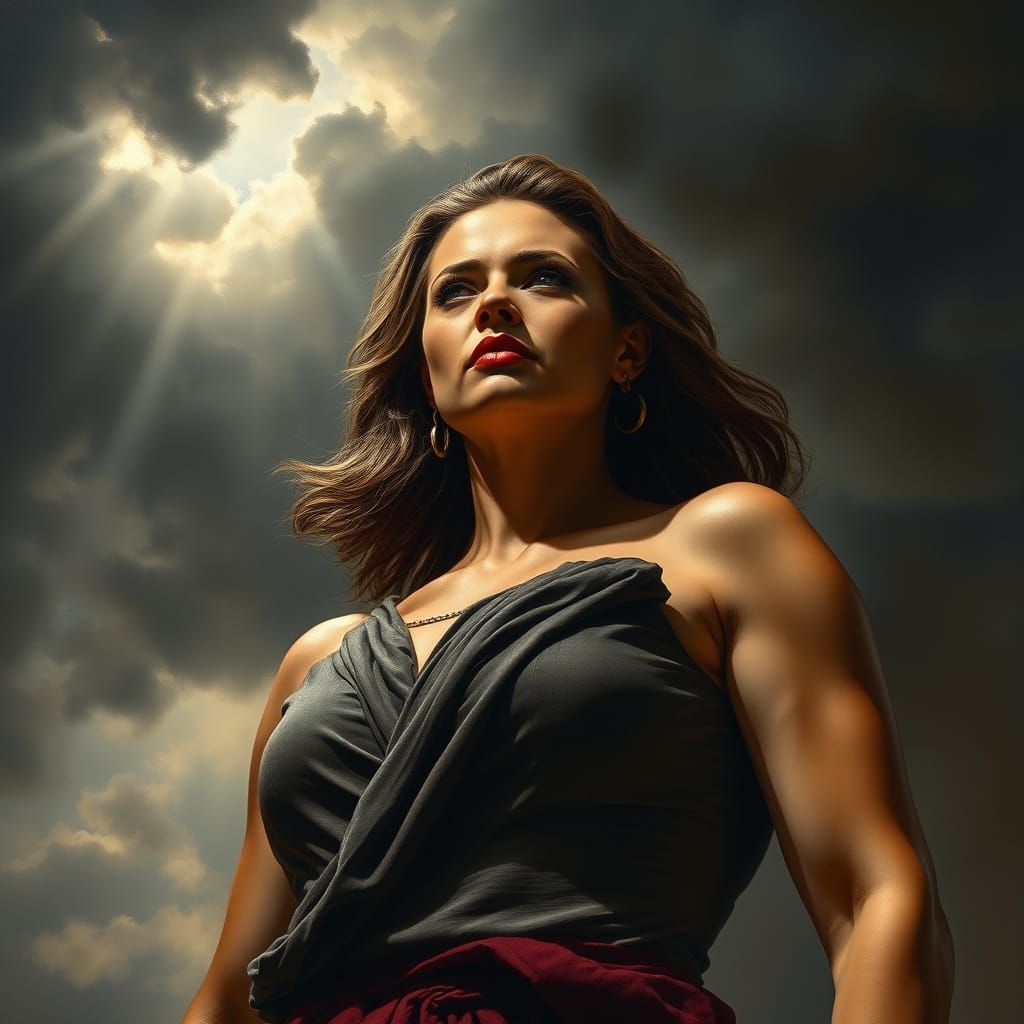 Powerful Woman in Dramatic Light