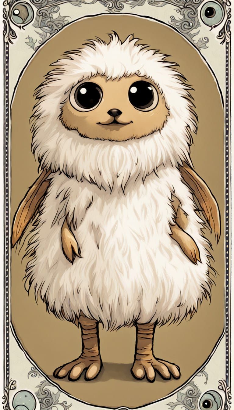 Mysterious Furry Entity in Tarot Card Art