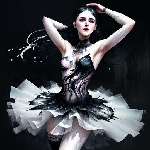 Ballerina Dancing in the Rain: Watercolor Illustration