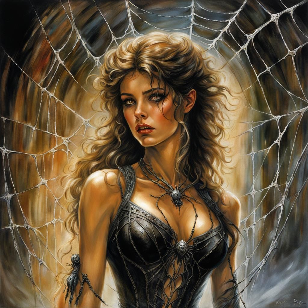 Adventuress in Spiderwebs, Hyperrealistic Fairytale Style
