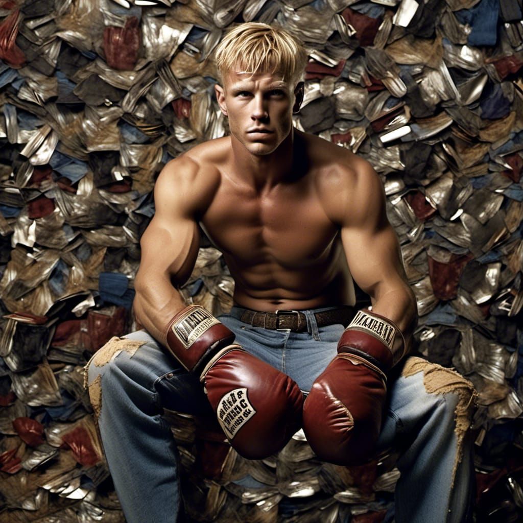 Muscular Blond Boxers Clash in Sharp Color Portrait