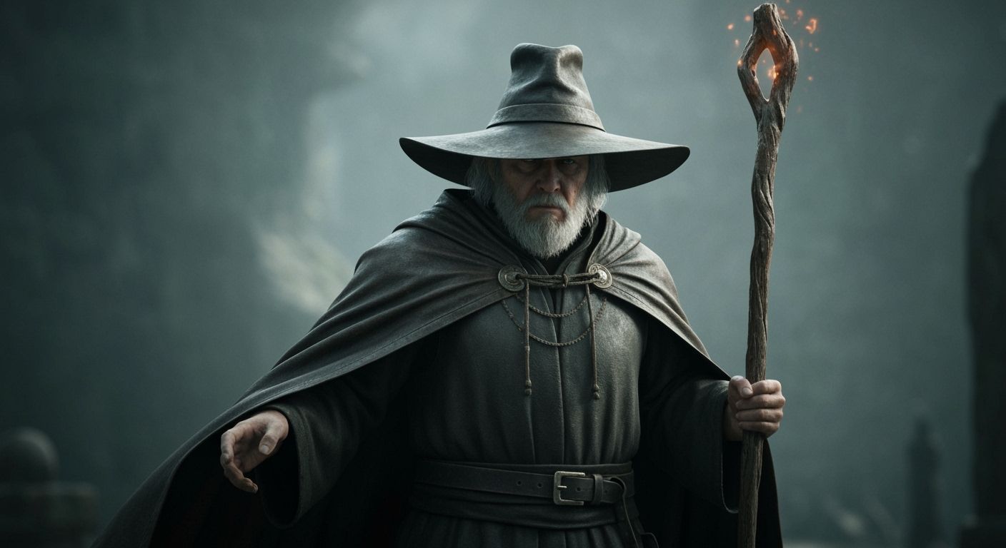 Cinematic Wizard's Last Stand in High-Fidelity Realism