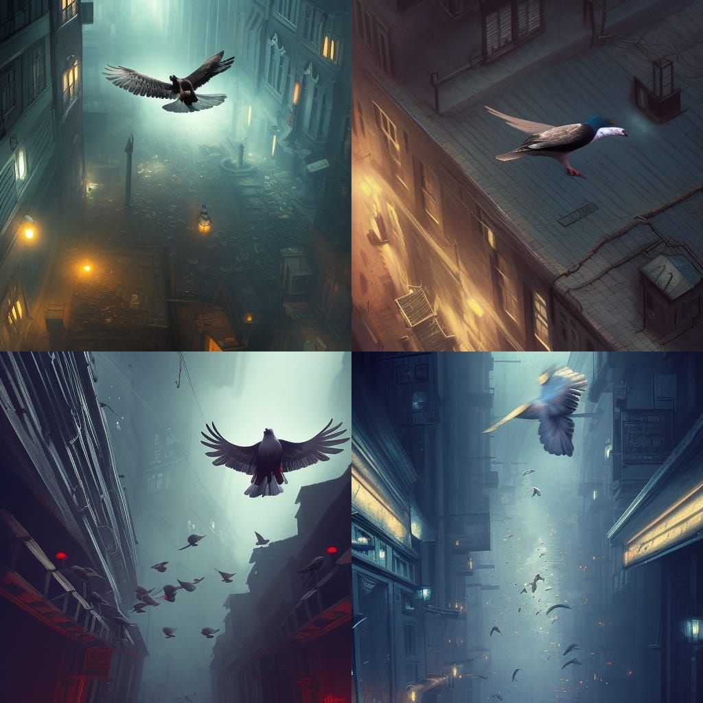 Pigeon in Dark Alley: A Dark Fantasy Concept