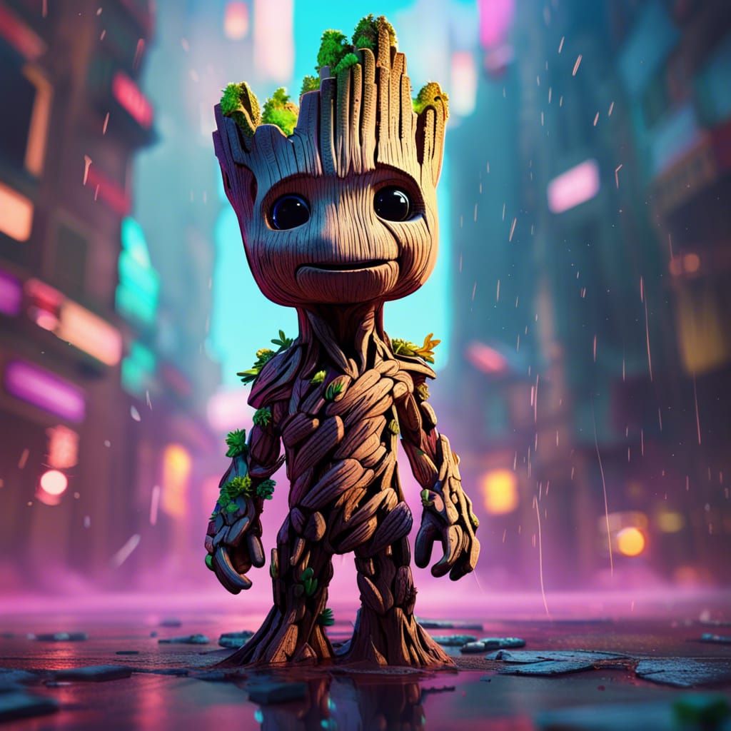Baroque Groot in Cyberpunk Kingdom