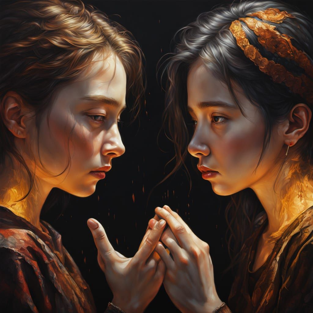 Harmonious Union of Light and Dark in Golden Hour