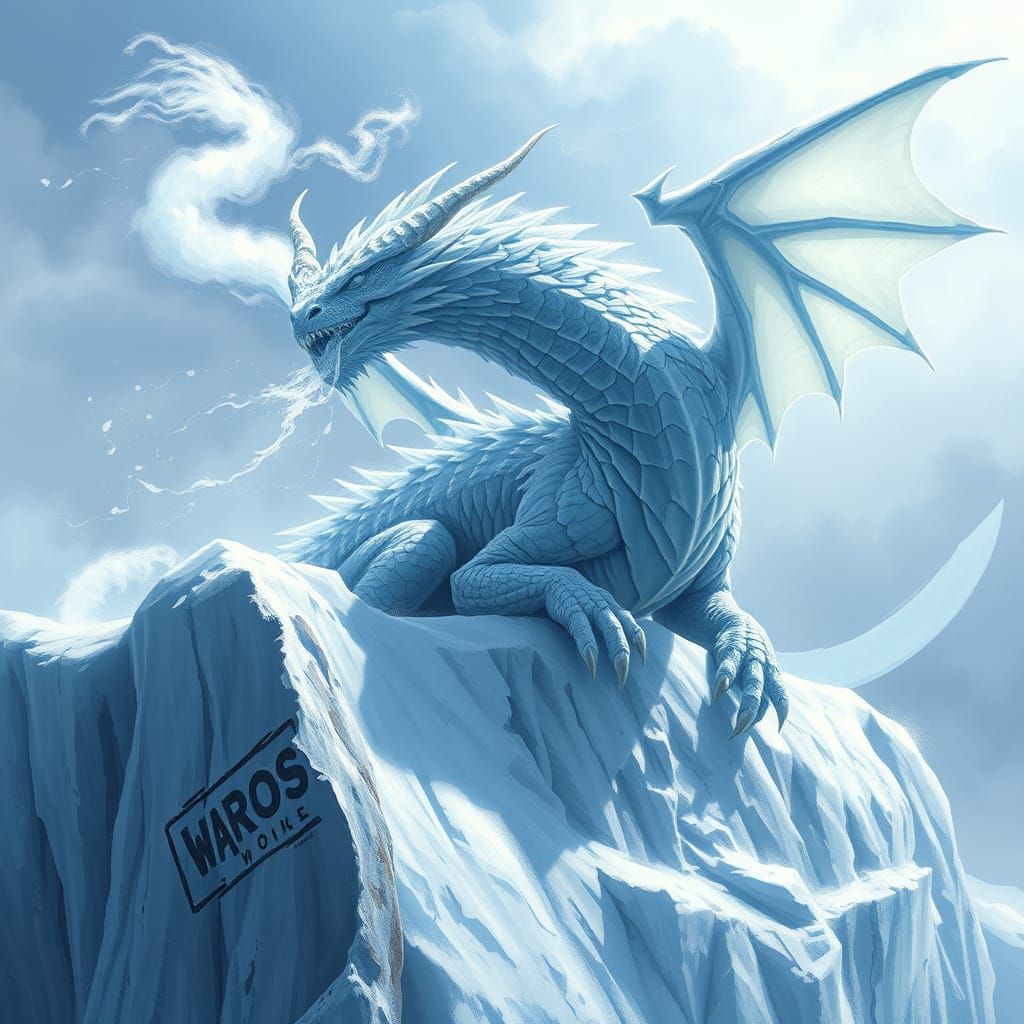 Frost Dragon Dominates Frozen Cliffside in Ethereal, High-Re...