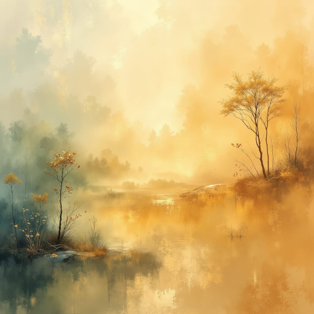 Golden Hour Abstract Landscape in Luminous Style