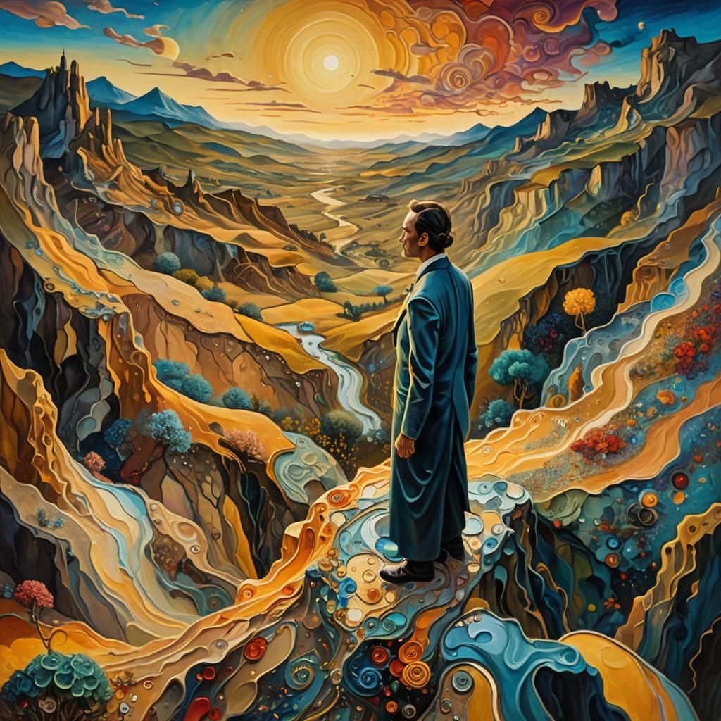 Surreal Dreamscape Oil Painting in Impasto Style