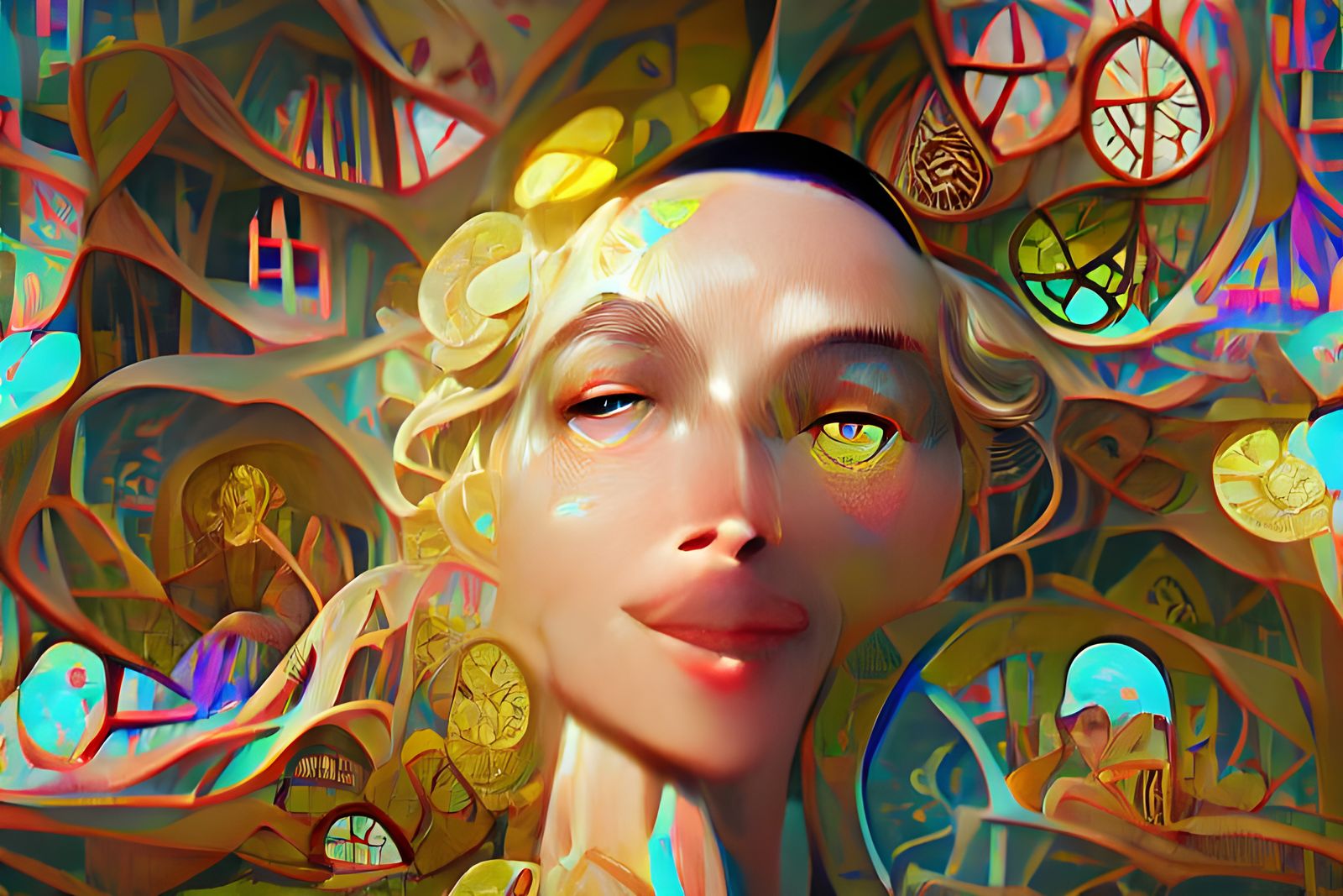 Psychedelic Goddess with Seductive Stare, Digital Art