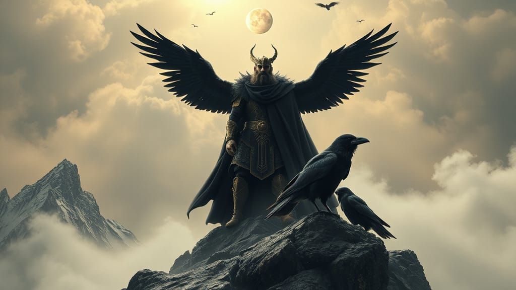 Majestic Odin in Haunting, Surrealistic Style