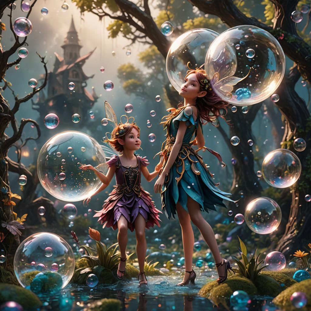 Fairies in Bubbles: Fantasy Concept Art