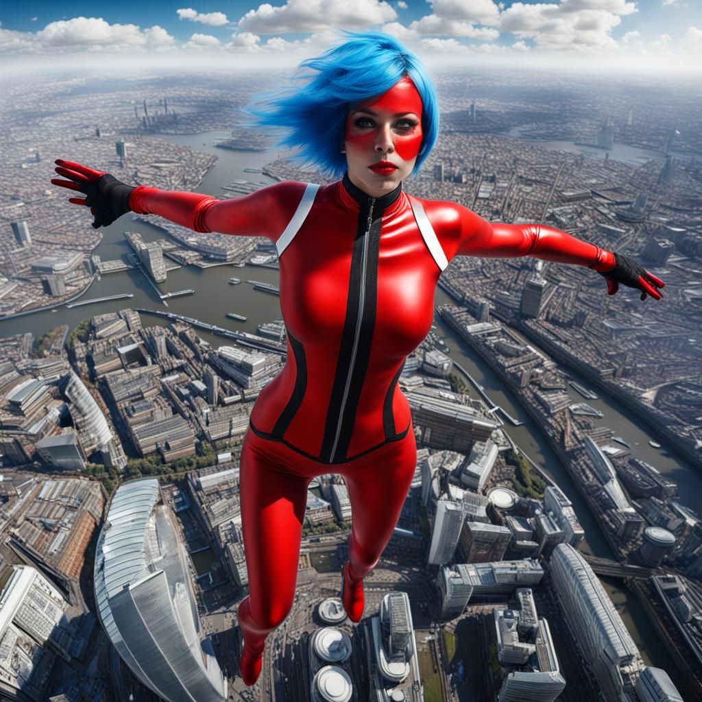 Superheroine Soars Over London in Detailed Digital Art