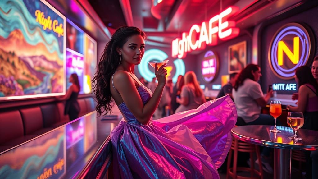 Dreamlike Nightlife at the NightCafe