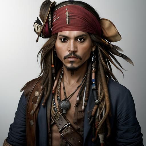 Detailed Portrait of Jack Sparrow with Bokeh