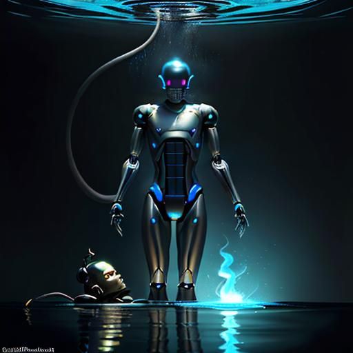 Sinister Robot Genie in Darkness