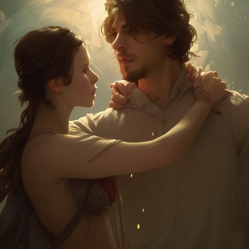 Romantic Couple Portrait in Hyperdetailed Style