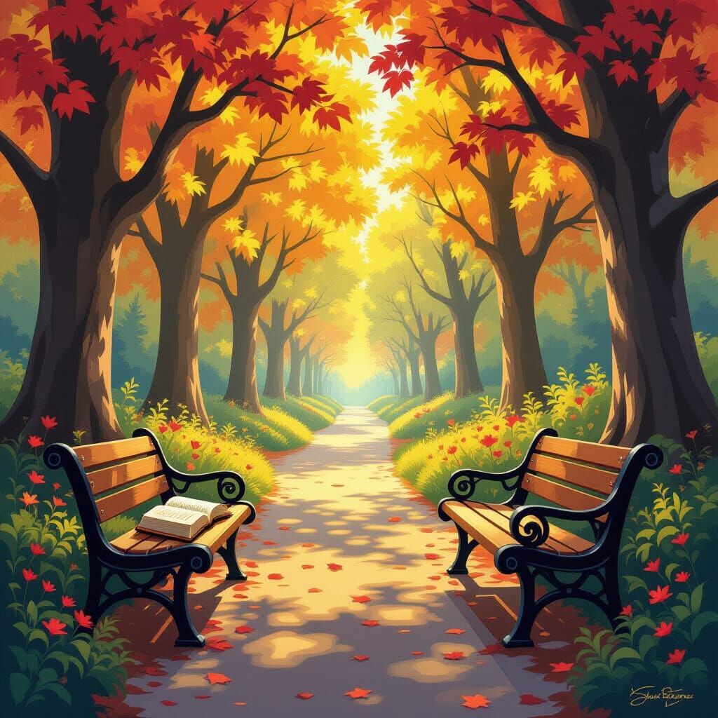 Quiet Path with Bible, Sunlight Through Trees - Acrylic Pain...