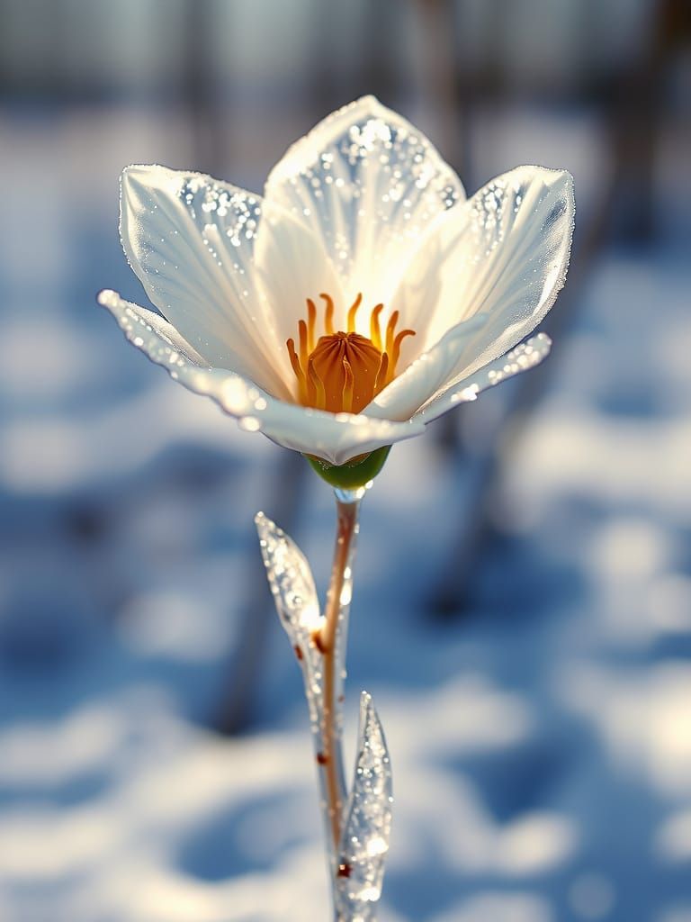 Frozen Flower: Nature's Icy Winter Artistry