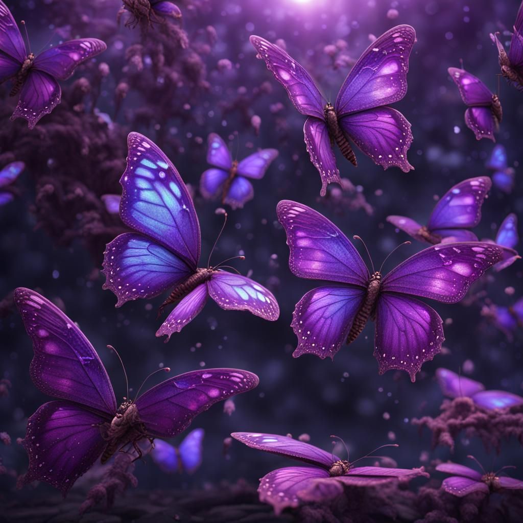 Magical Purple Butterflies: Fantasy Concept Art