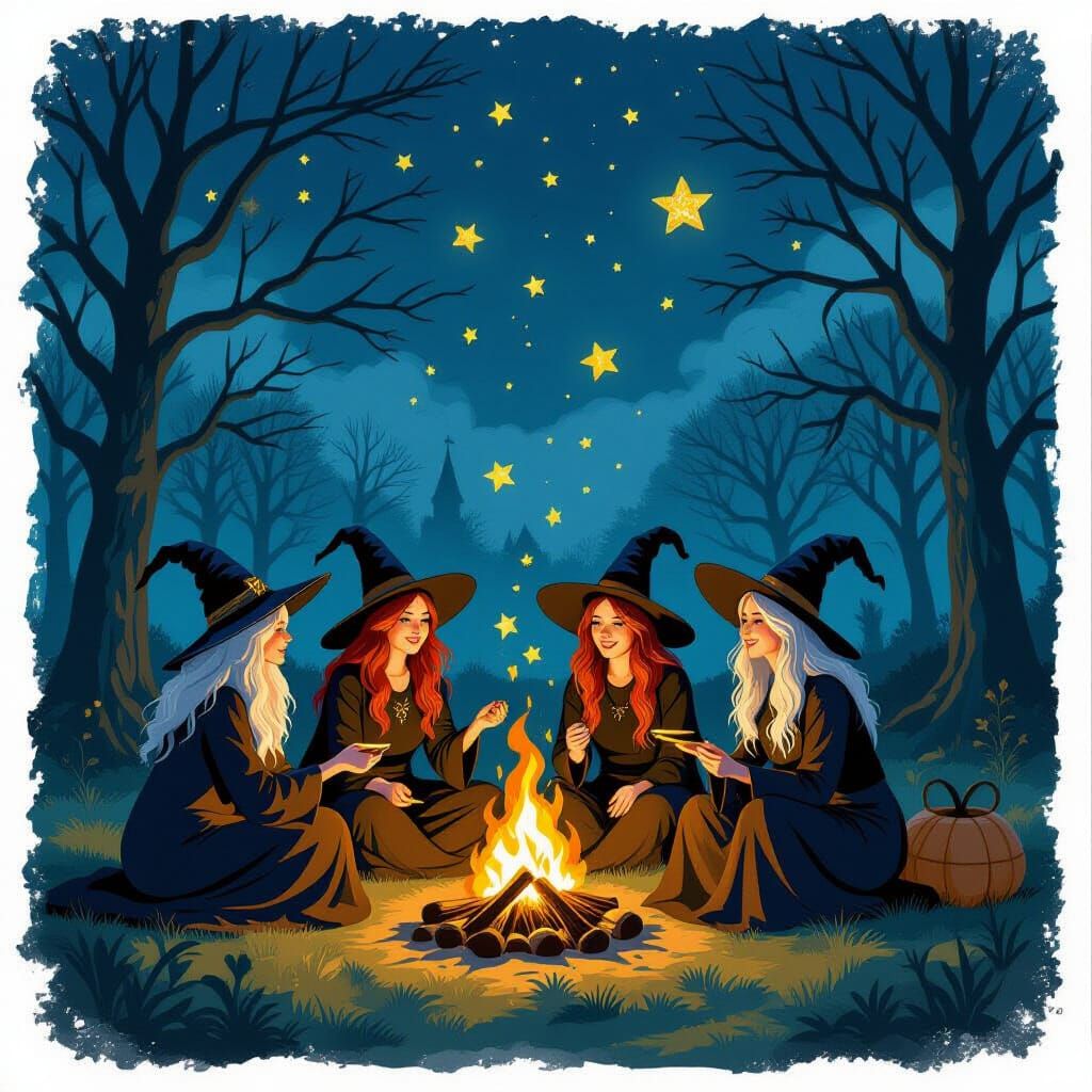 Witches Gather for Festive Bonfire Night Celebration