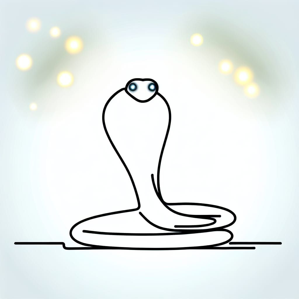 Minimalist Cobra Line Drawing with Bokeh Effect