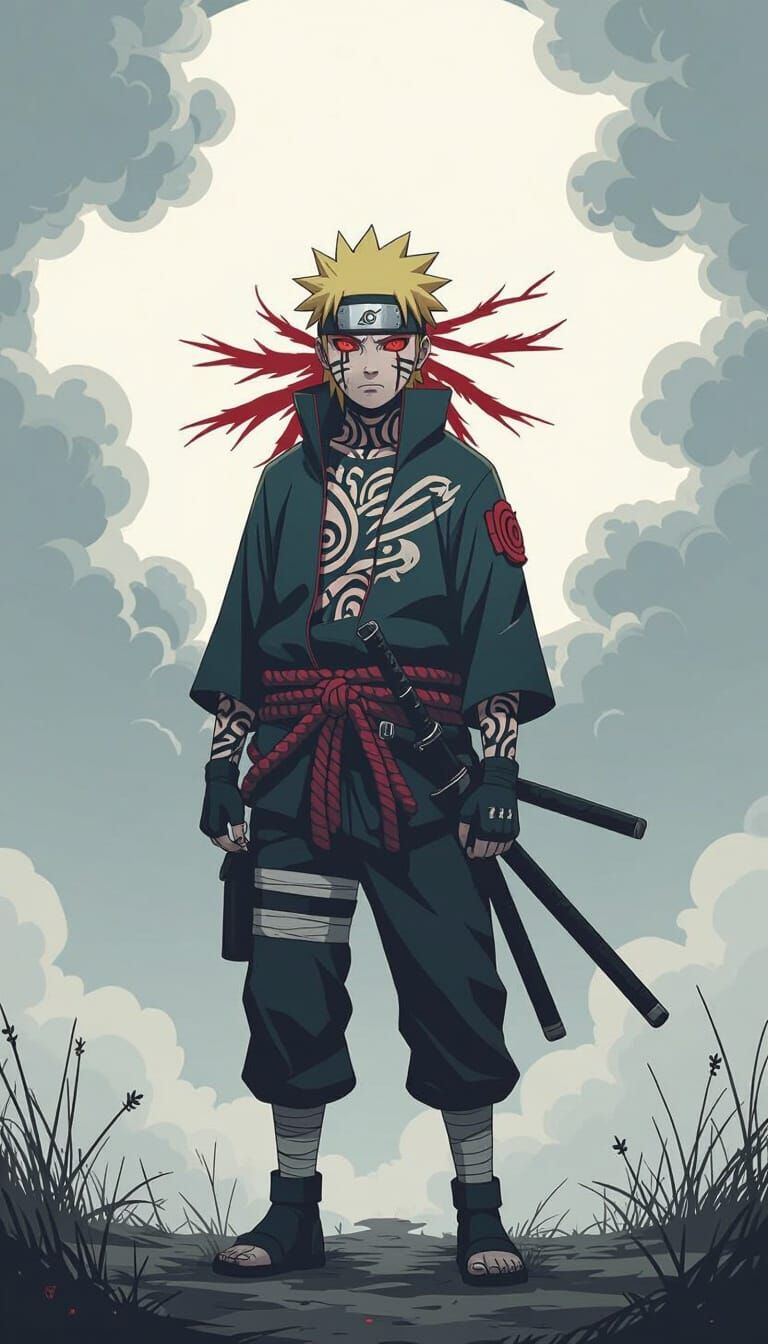 Intense Gaze of Pain: Naruto Character Portrait