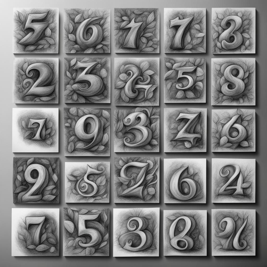 Coloring Page with Numbers 1 to 10 in Charcoal