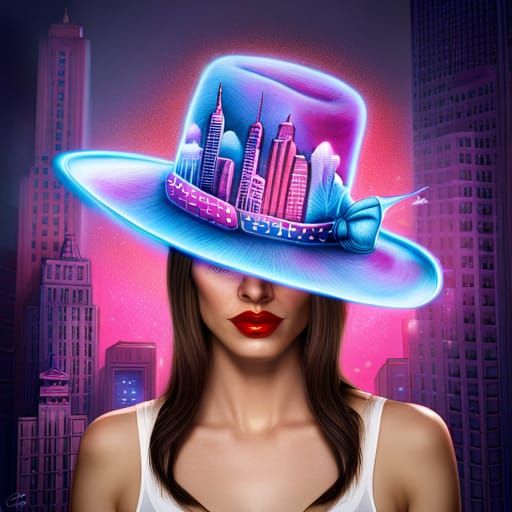 Fashionable Woman with New York City Top Hat