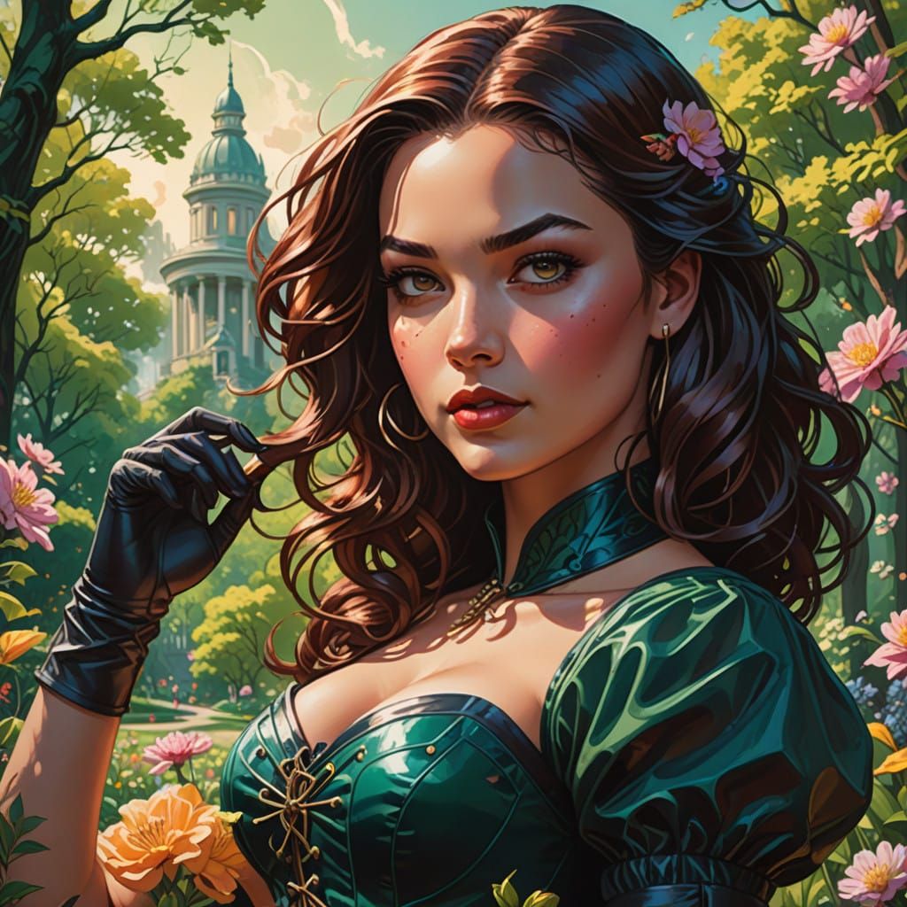 Elegant Spring Goddess: Comic Book Art