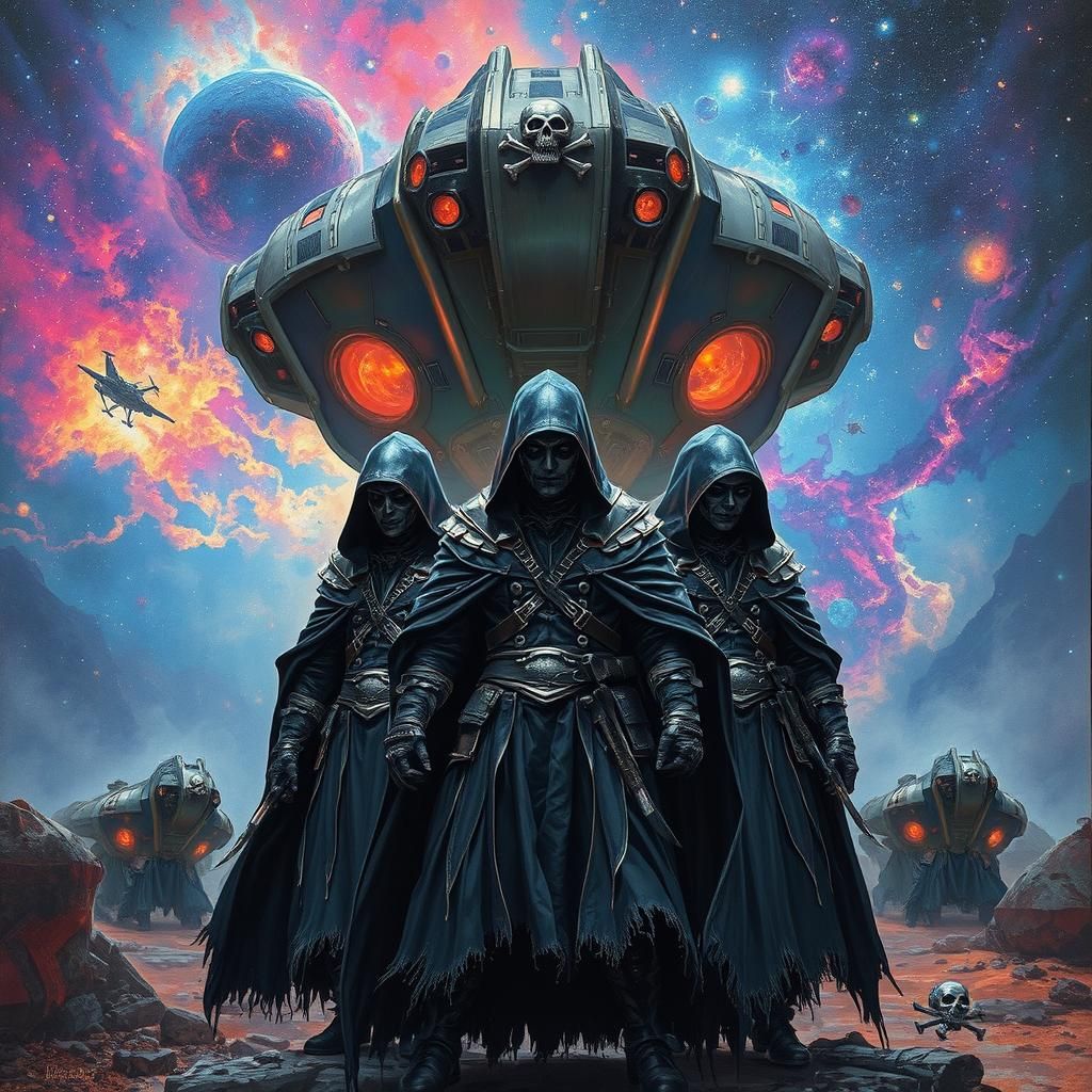 Intergalactic Space Pirates in Pop Explosion Action Painting