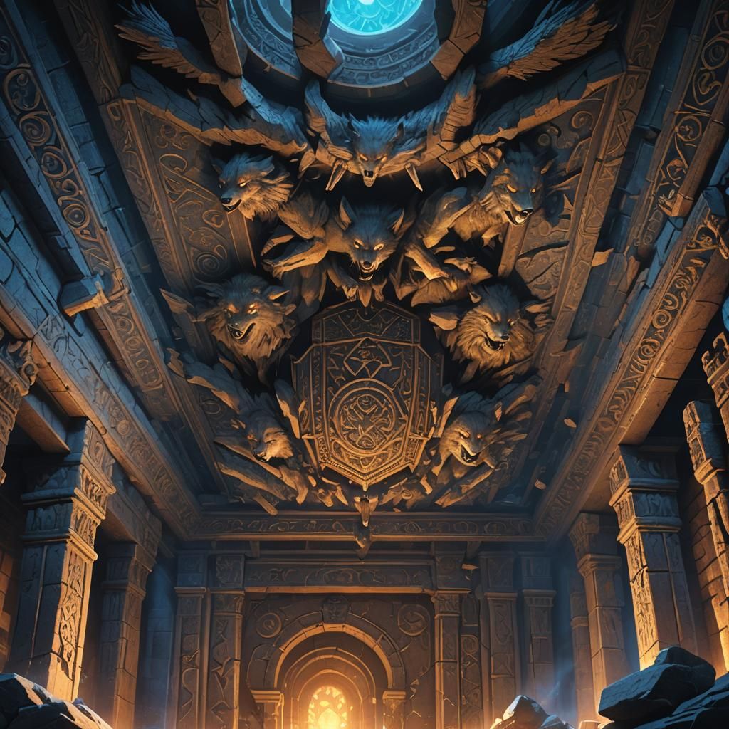 Wolves Interrupt Adventurers in Fantasy Escape Scene