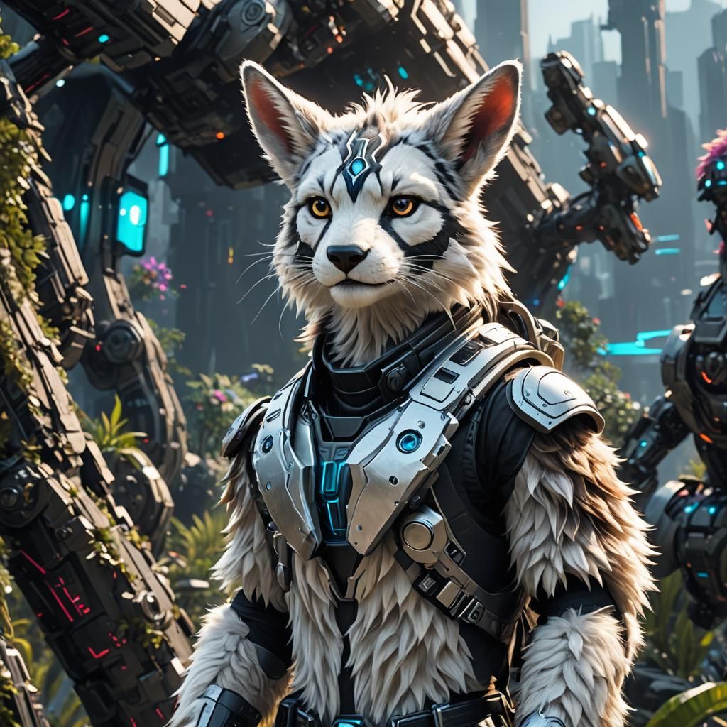 Hyperrealistic Rexouium Avatar in Futuristic Setting