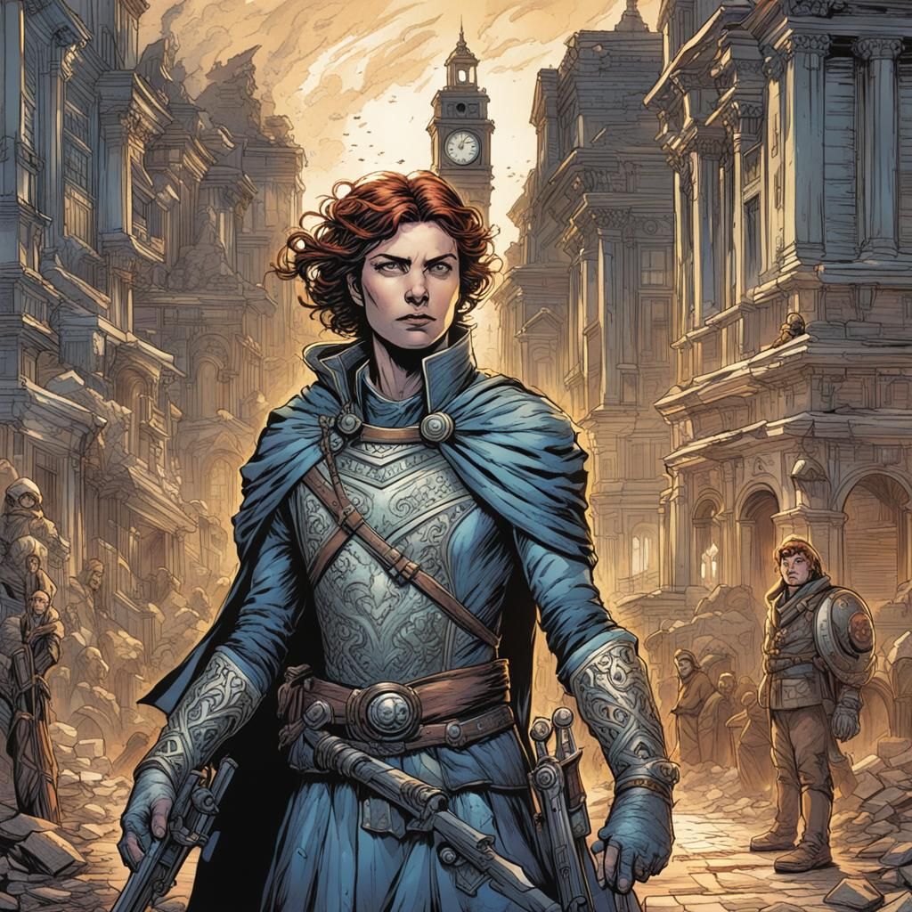 Athena, Goddess of Wisdom, Watching Over Ancient City