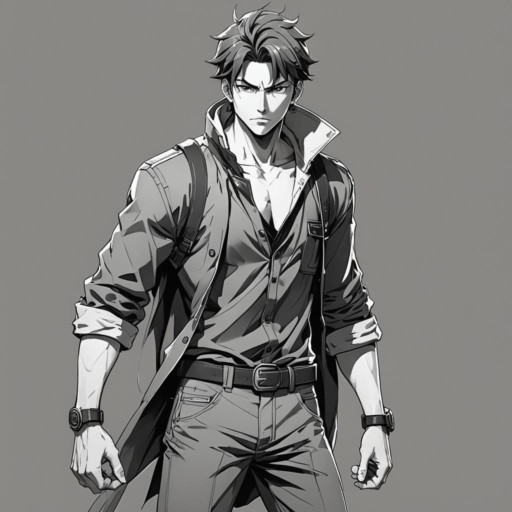 Fashion Model in Dynamic Pose: Cel-Shaded Anime Art