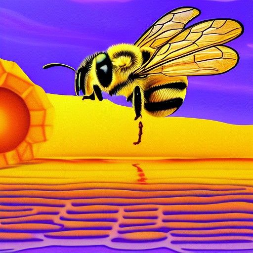 Queen Bee's Honey River Journey: A Colorful Painting