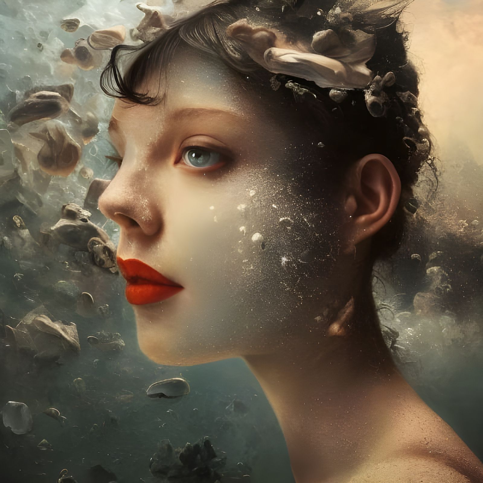 Ethereal Woman Emerges from Water