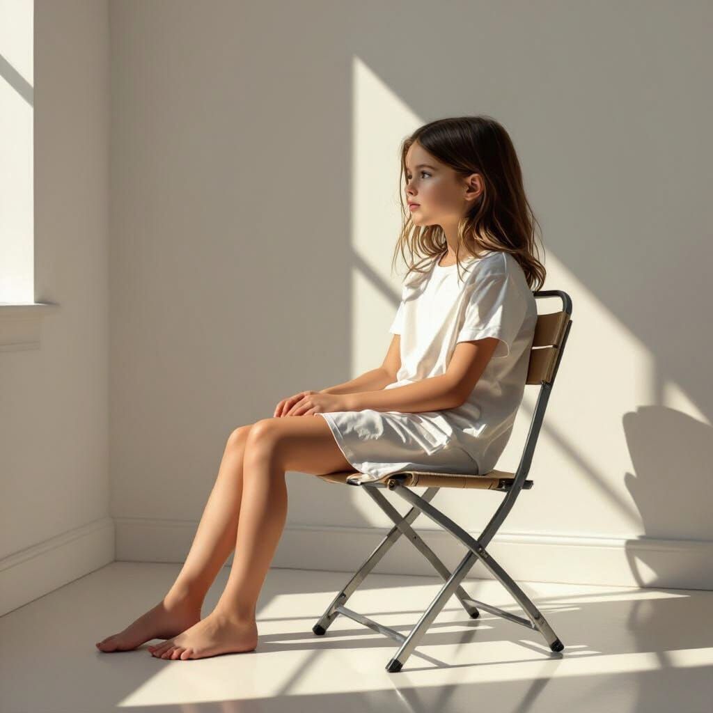 Minimalist Daughter Portrait in Soft Light, Fine Art Style