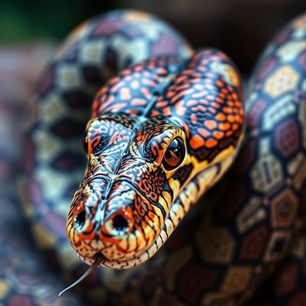 Macro Shot of a Colorful Patterned Snake