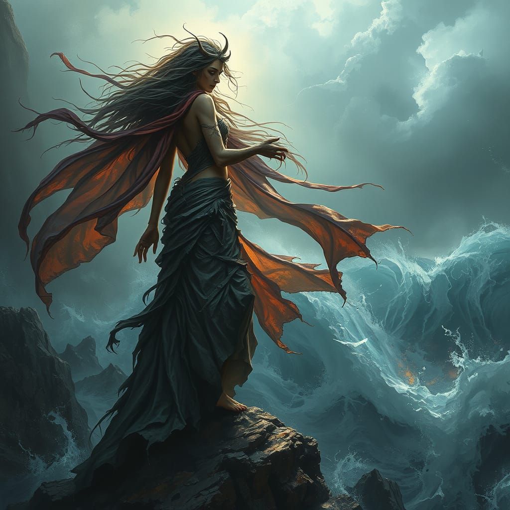 Gothic Seascape in Vibrant Expressionist Style