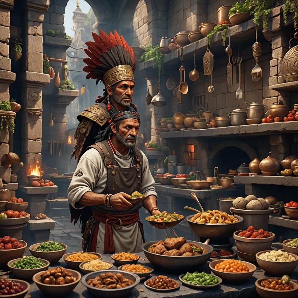 Tribal Chef in Rome: Detailed Fantasy Art