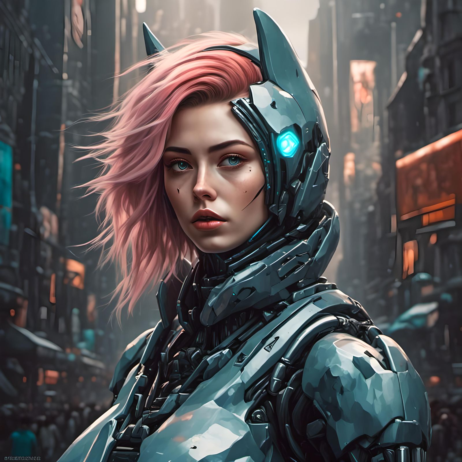 Anime Portrait of Hybrid Shark Robot Villain