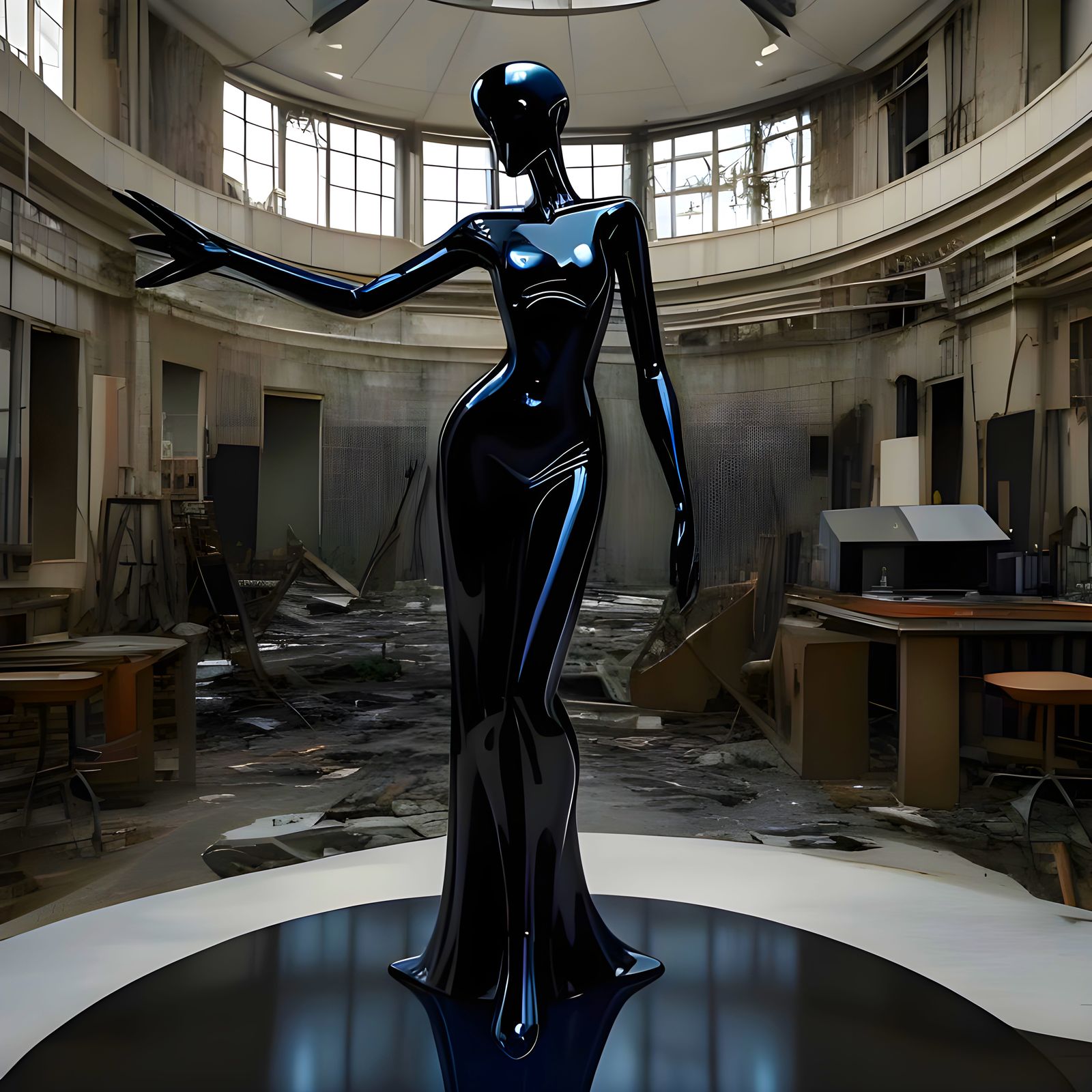 Ethereal Glass Siren in Ruined Laboratory