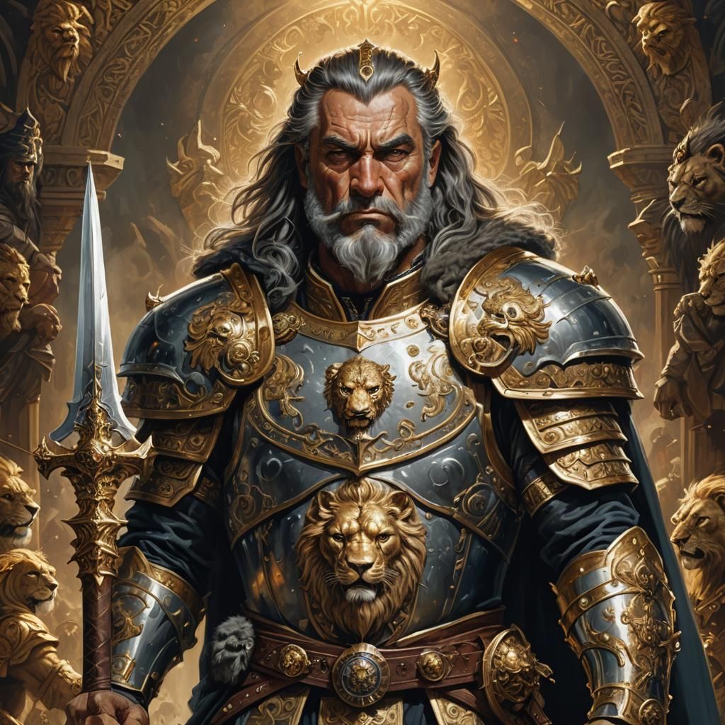 King Alzar VI Portrait in Detailed Matte Painting Style