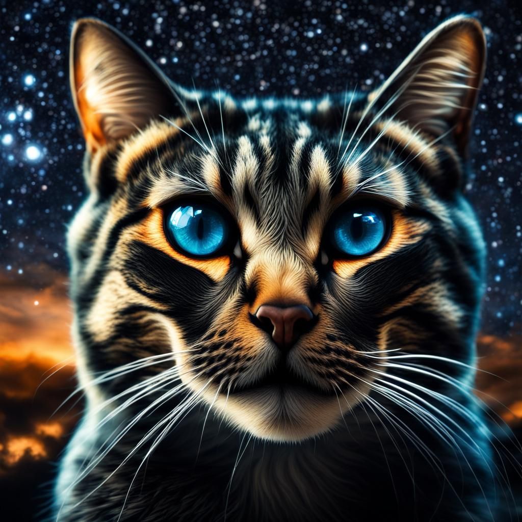 Celestial Canvas: Millions of Glowing Cat Eyes in the Night