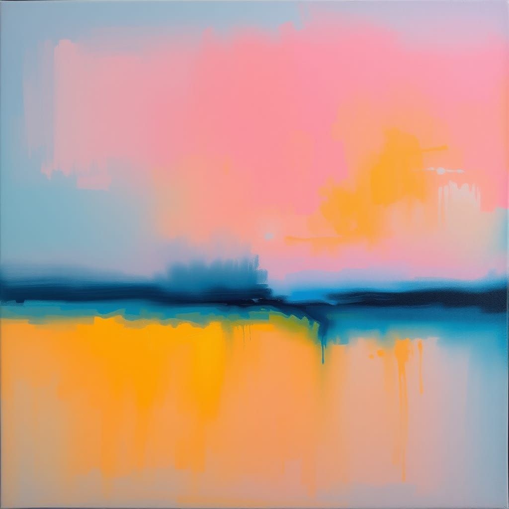 Abstract Expressionism Painting with Neon Accents