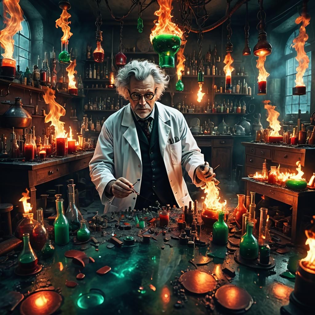 Burning Laboratory of a Mad Scientist: Dark Fantasy